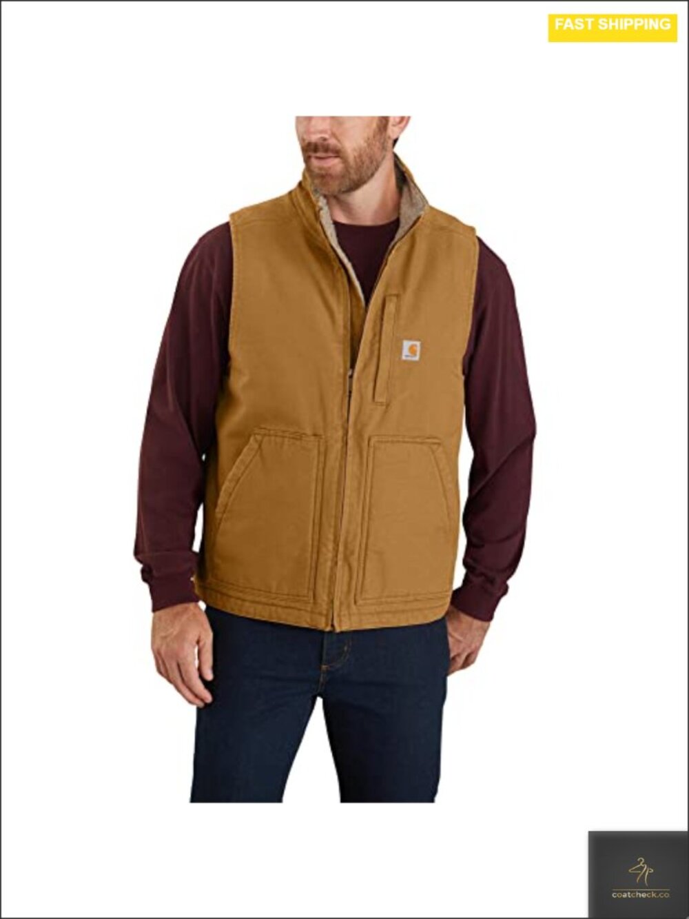 Heavyweight Cotton Work Vest with Sherpa Lining